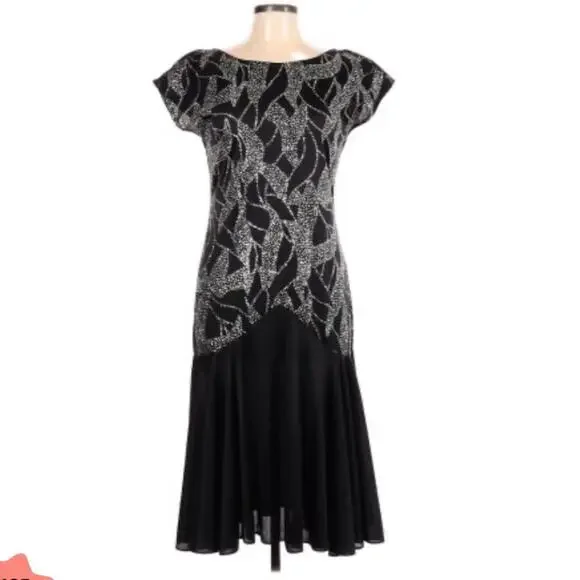 Vintage 80s Diamonds Run drop waist glitter gown, 13/14 - Picture 3 of 8